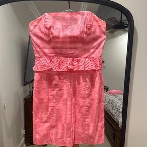 Pink gingham, strapless Lilly Pulitzer dress